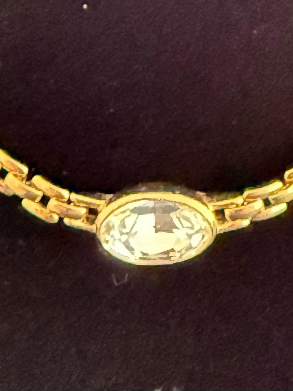 Trifari Necklace Women 17" Gold Excellent Oval Crystal Link Chain Vintage - Picture 9 of 9